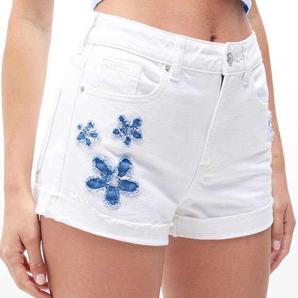 PacSun White Floral Mom Shorts Size 26 - Picture 1 of 7